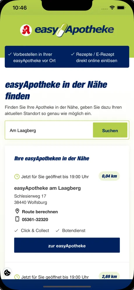 Une illustration montrant le site web de easyApotheke comme une application